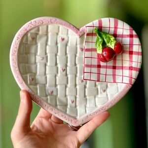 VTG Heart Shaped Dainty Picnic Trinket Dish 3D Cherry Bella Casa Display Dish